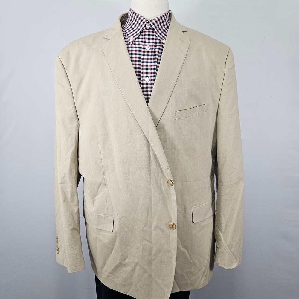 Saddlebred Men's Sport Coat Blazer Two Button Beige Cotton Size 54L
